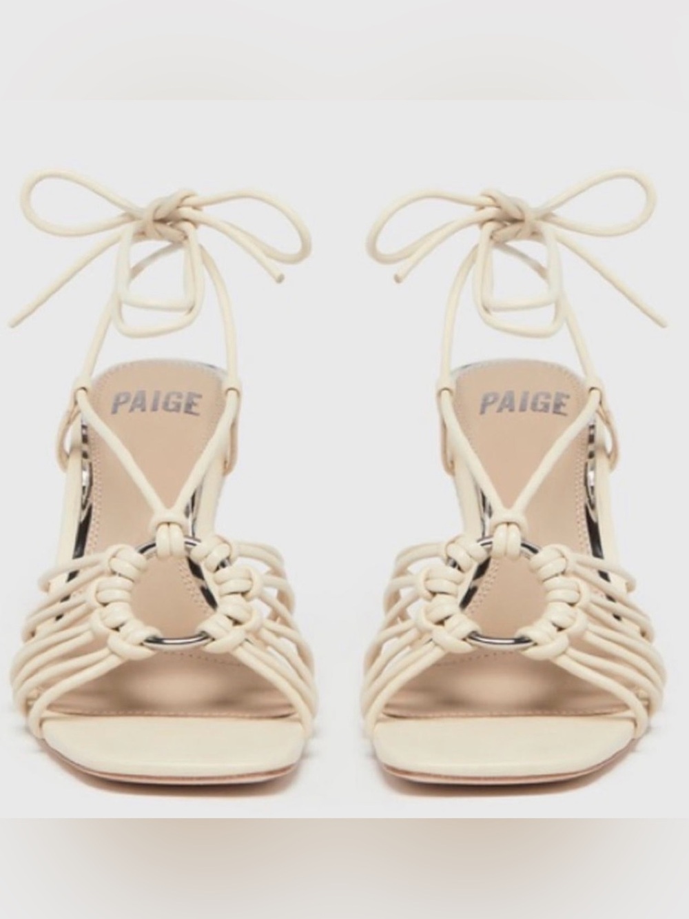 PAIGE Sierra Bone Leather Wraparound Espadrille Wedge Sandals 7.5